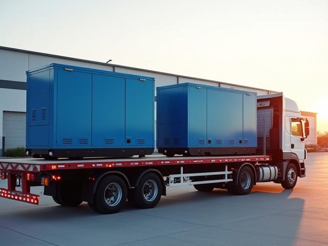 Specialized industrial freight transport at sunset