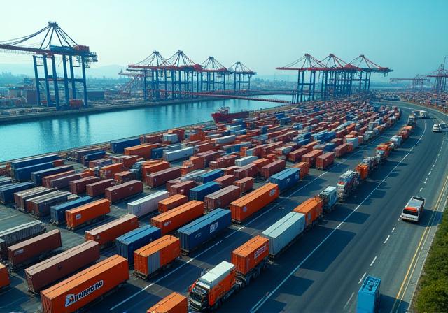 Logistics visualization of multi-modal transshipment between port and rail